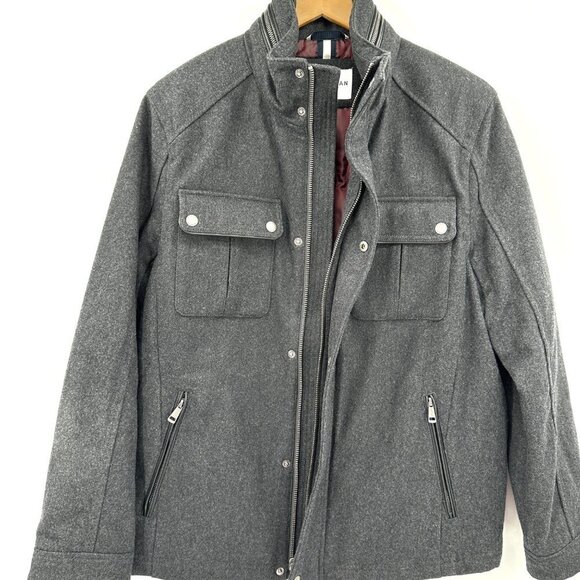 Cole Haan Mens Charcoal Gray Melton Wool Lined Trucker Medium Outdoor Jacket - Picture 7 of 11